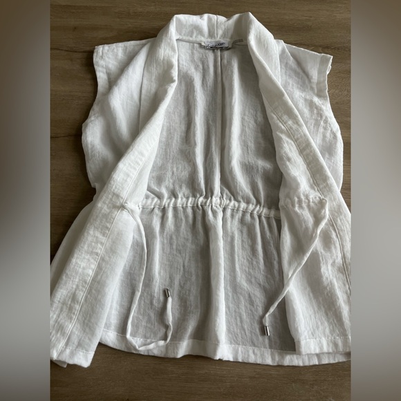 Calvin Klein Cap Sleeve Open-Front Jacket Women's Small White Solid - Picture 6 of 8